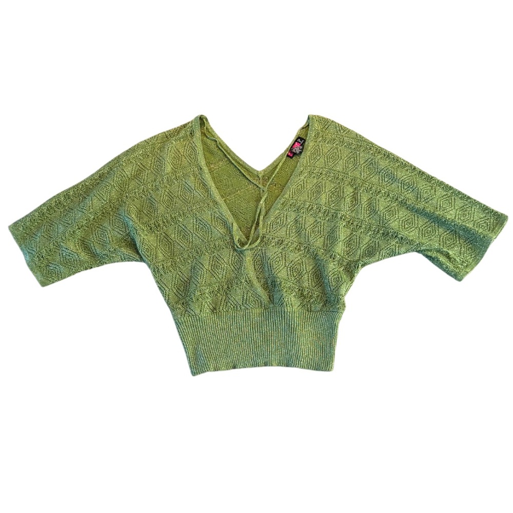 Vintage Say What? Green Sparkly Knit Top
